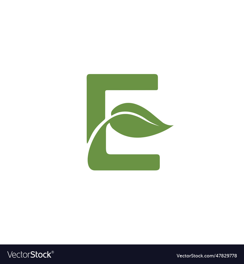 E letter nature leaf combination logo design