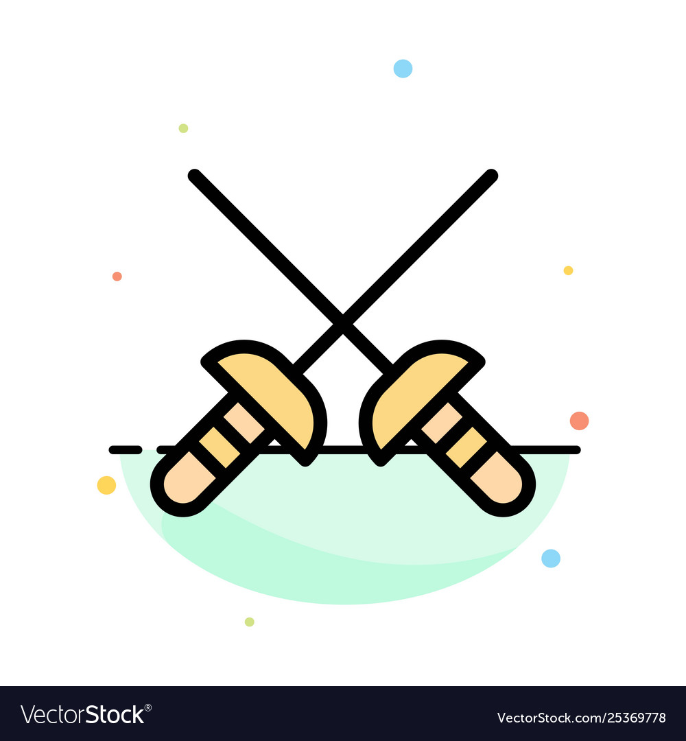 Fencing sabre sport abstract flat color icon