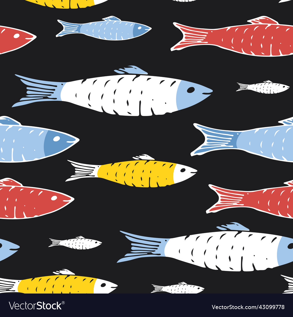 Fish seamless pattern cartoon doodle