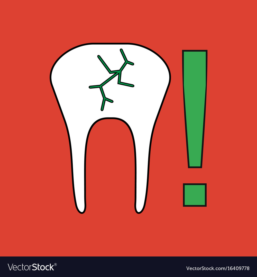 Flat icon design collection tooth fracture