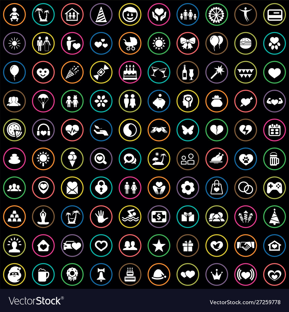 Happiness 100 icons universal set for web and ui