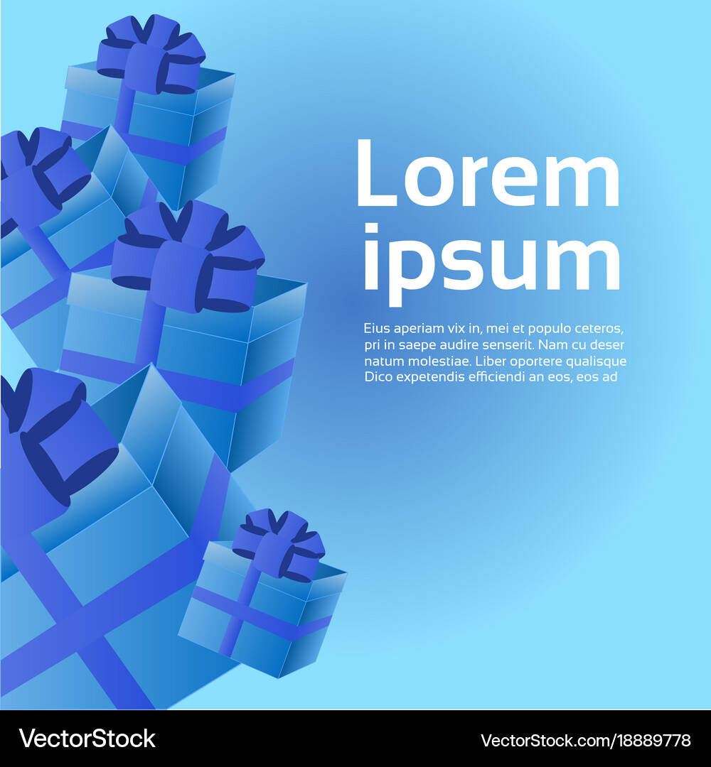 Holiday Background Blue Gift Boxes Template Banner