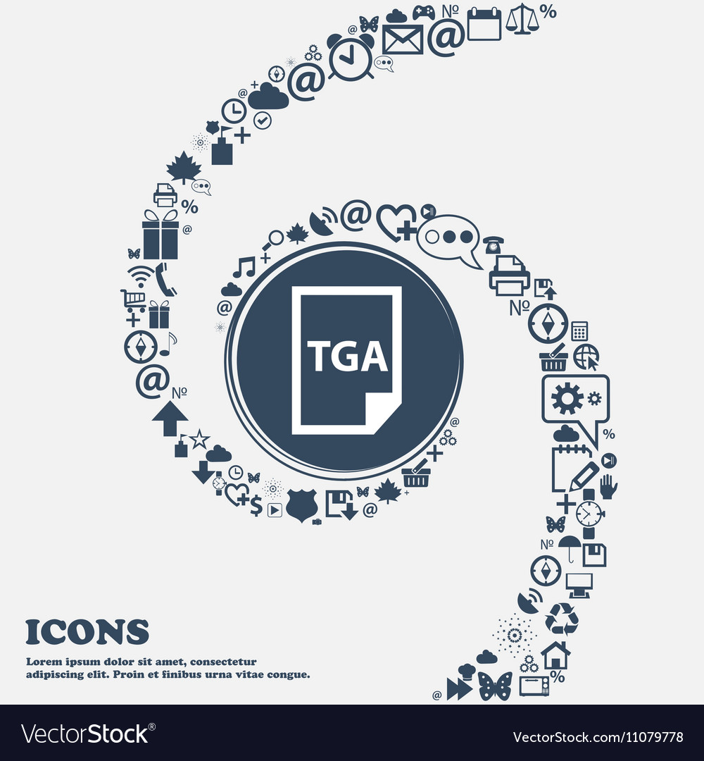 Image file type format tga icon in the center