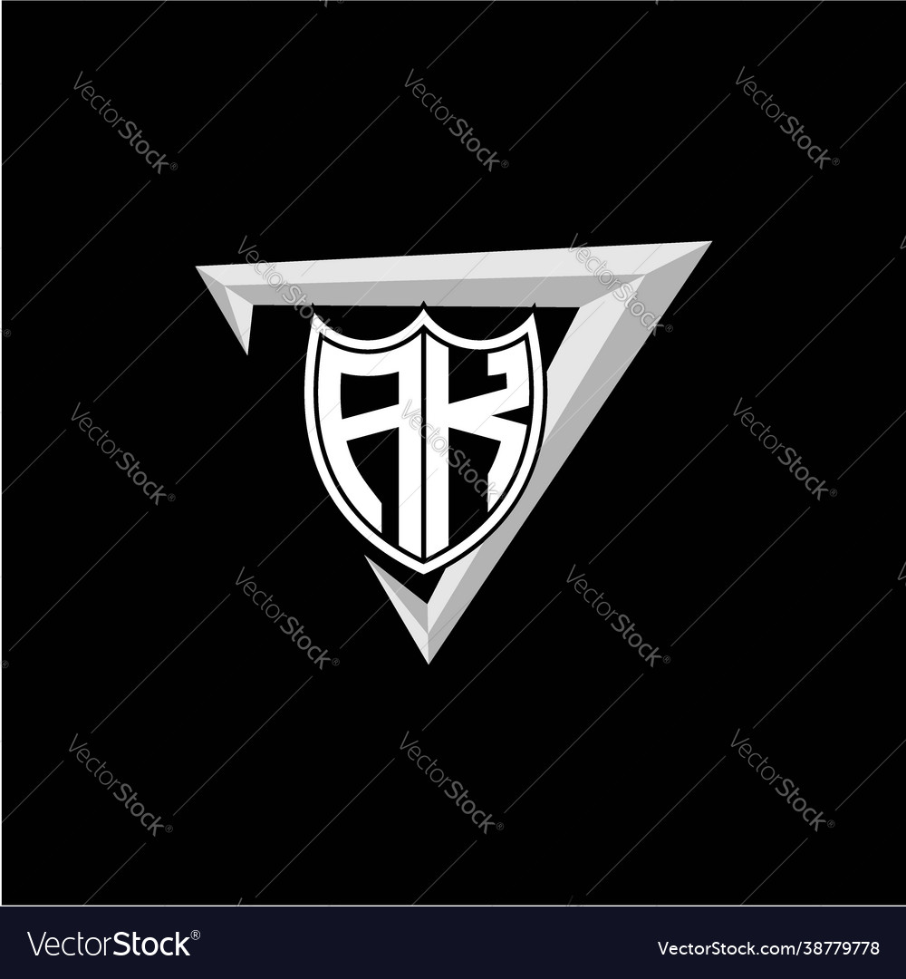 Initial letter a k shield shape with triangular Vector Image Initial letter a k shield shape with triangular
