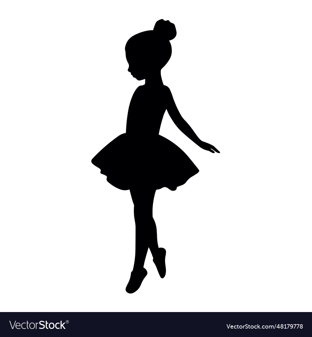 Kid girl dancing silhouette Royalty Free Vector Image