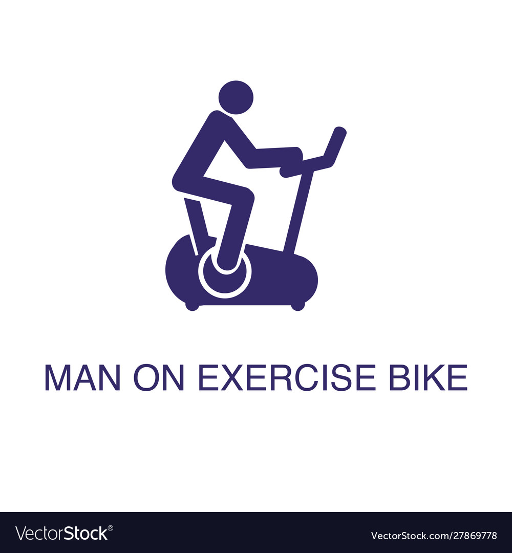 Man on exercise bike element in flat simple style