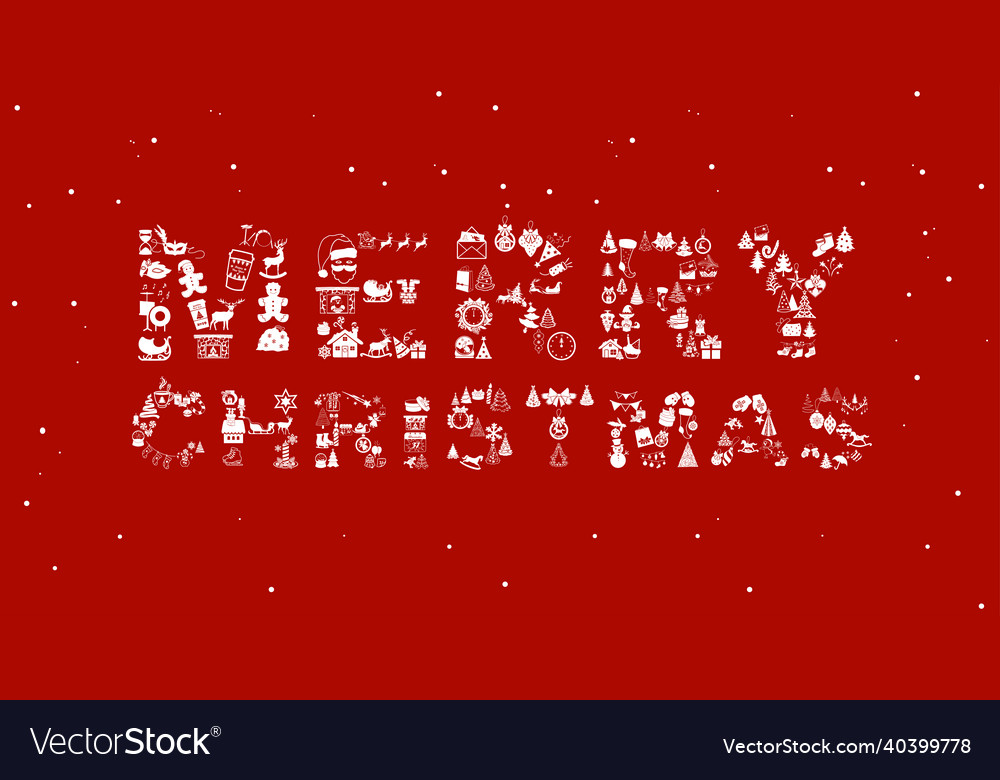 Merry christmas text from icons christmas Vector Image