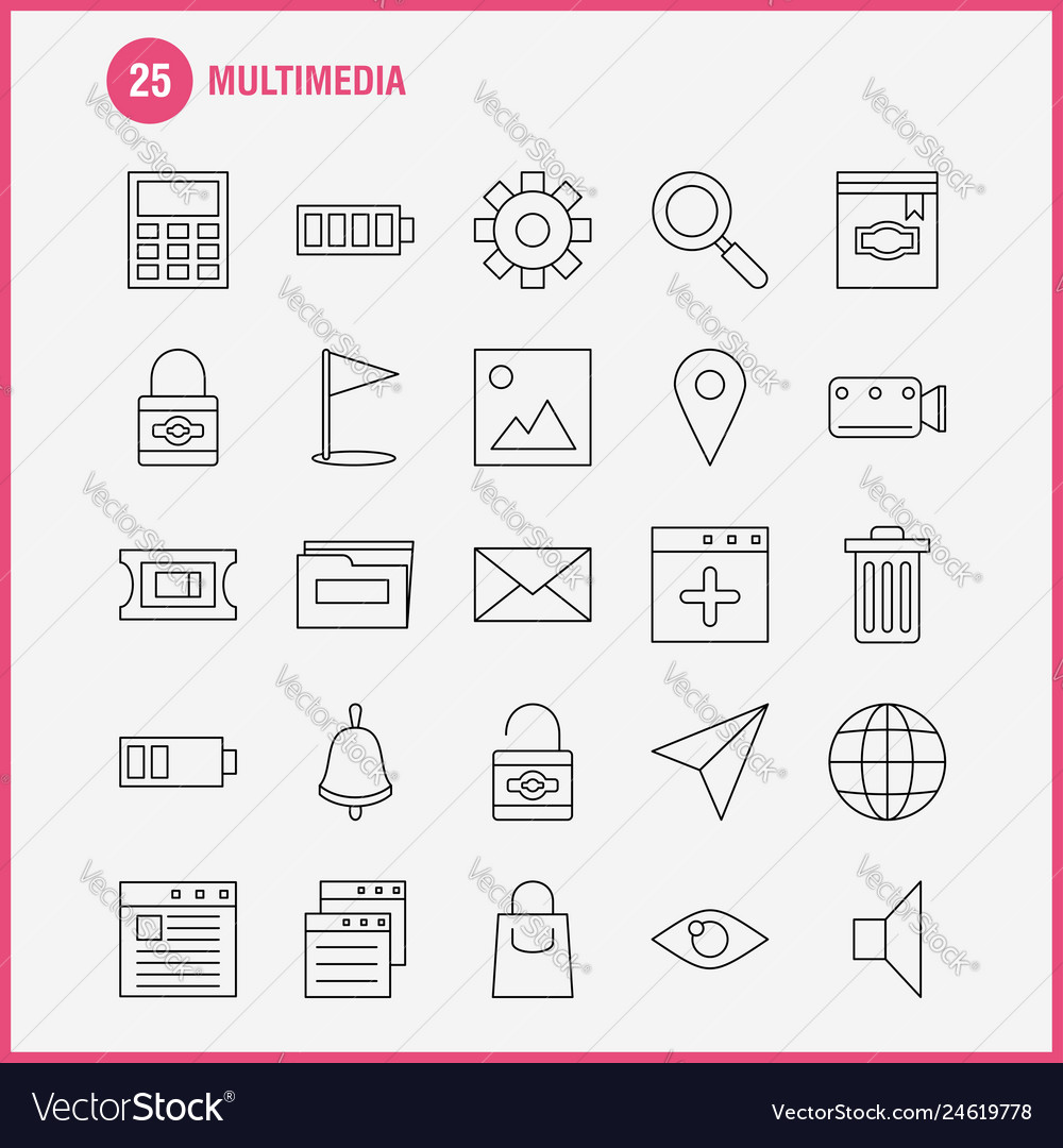 Multimedia Line Icons - Web, Print, Mobile