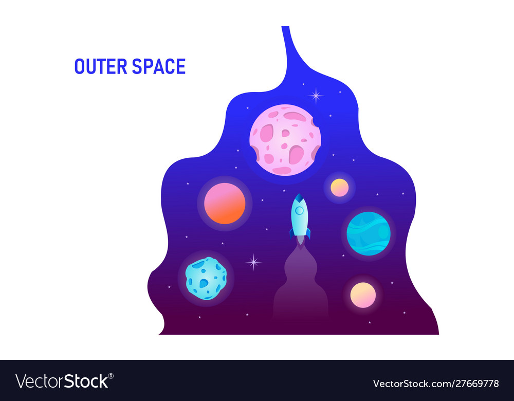 Outer space with abstract shap Vector Image Outer space with abstract shap