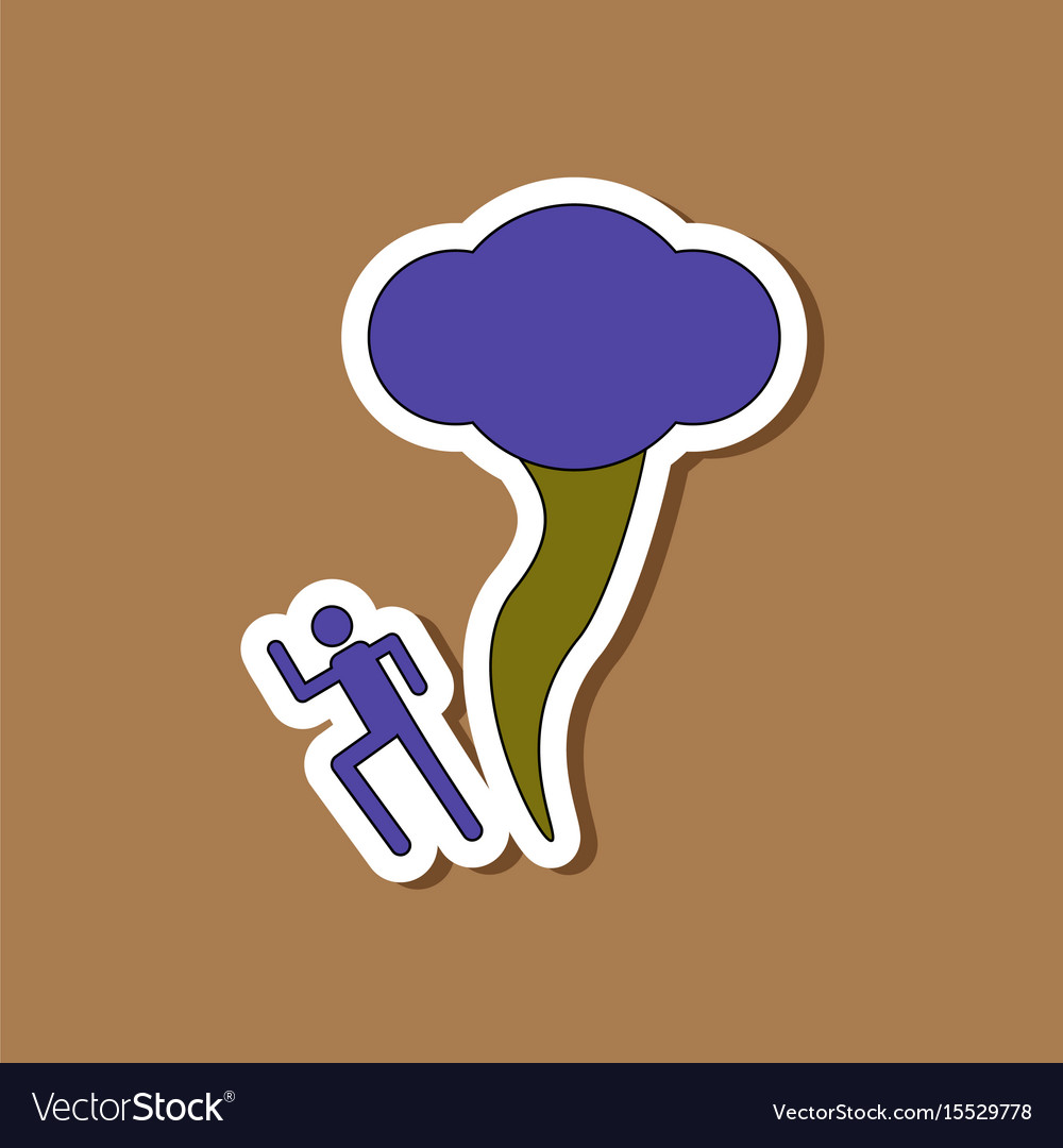 Paper sticker on stylish background tornado human