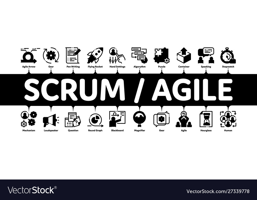 Scrum agile minimal infographic banner Royalty Free Vector