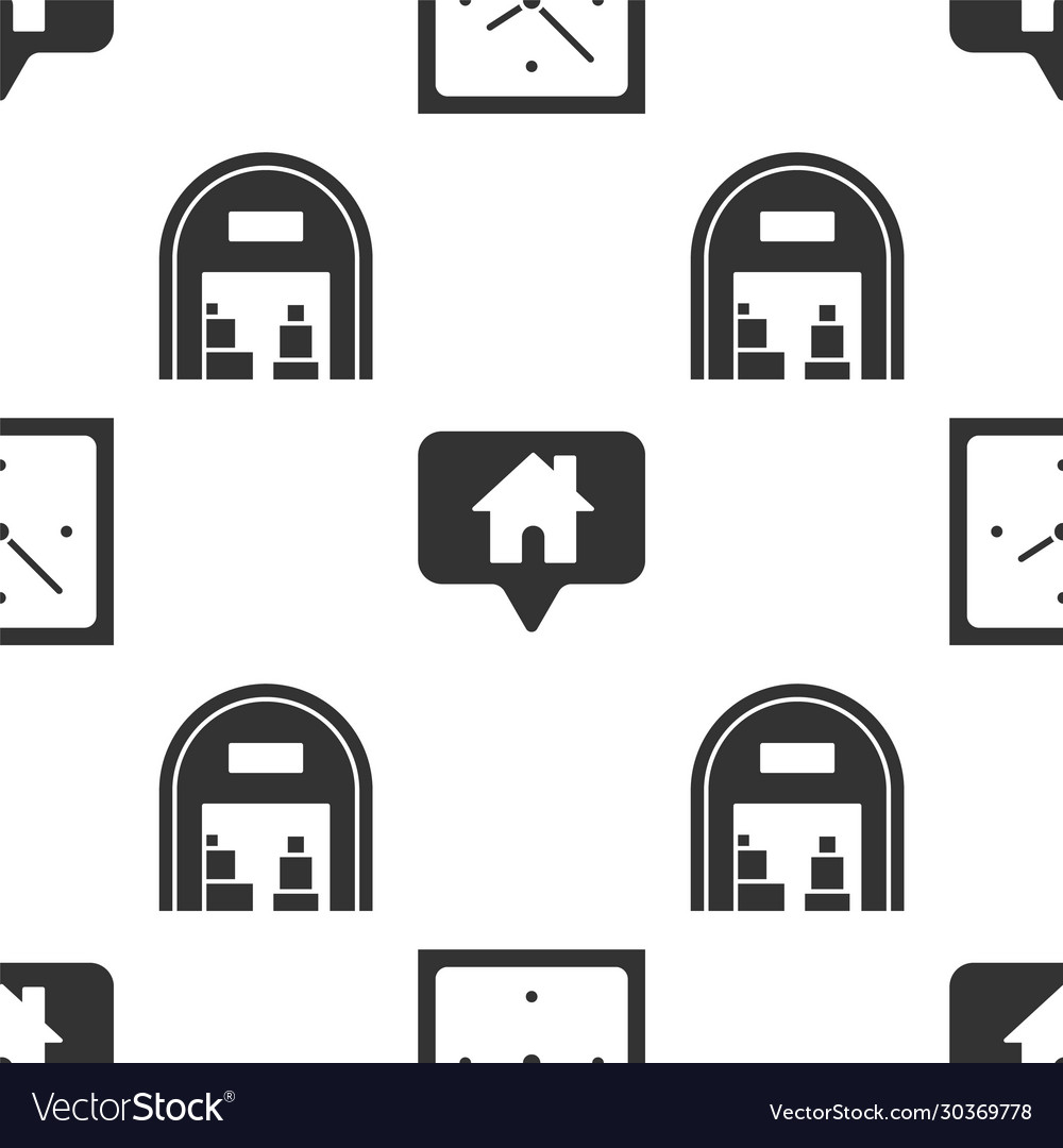 Set clock map pointer with house and warehouse vector image Set clock map pointer with house and warehouse