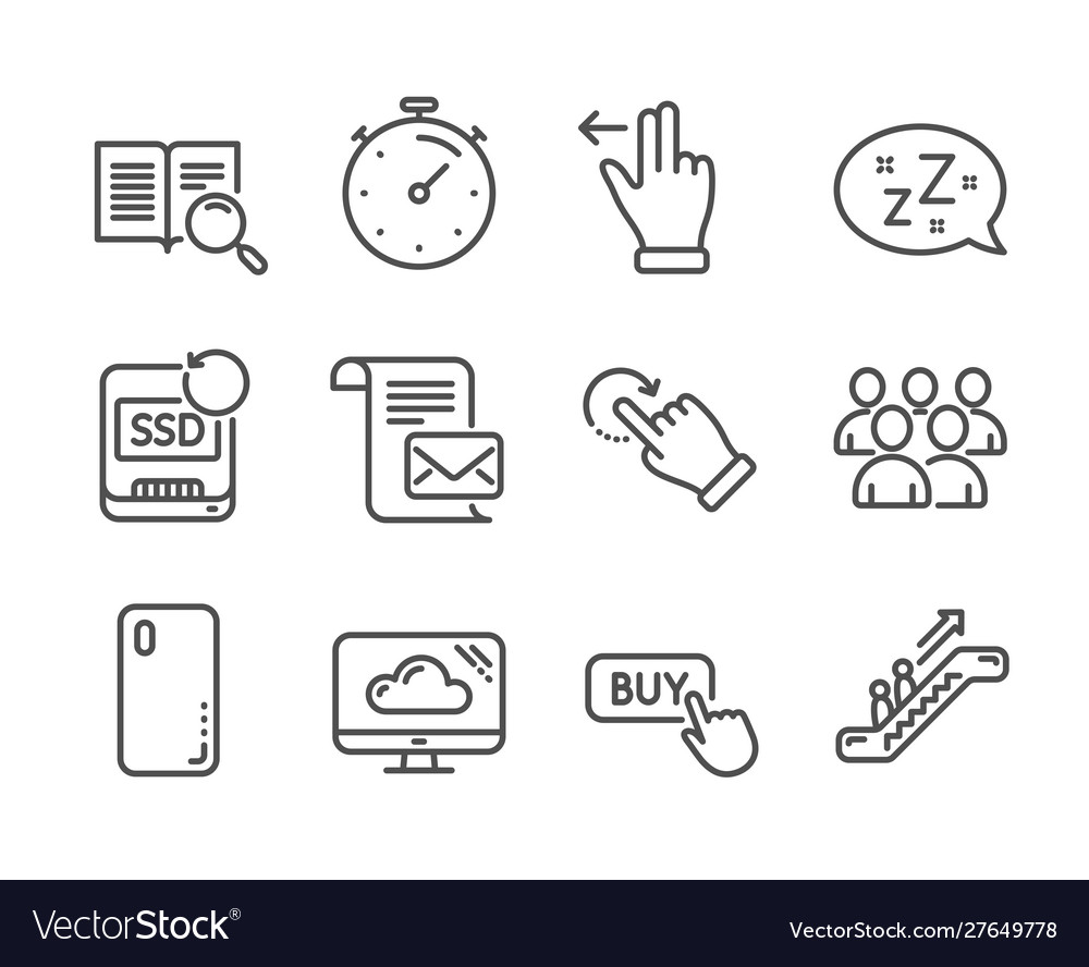 Set technology icons such as timer buy button vector image Set technology icons such as timer buy button
