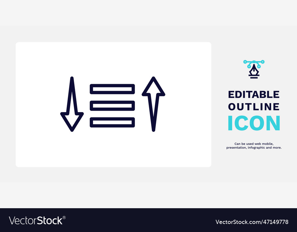 Sorting icon thin line from user vector image Sorting icon thin line from user