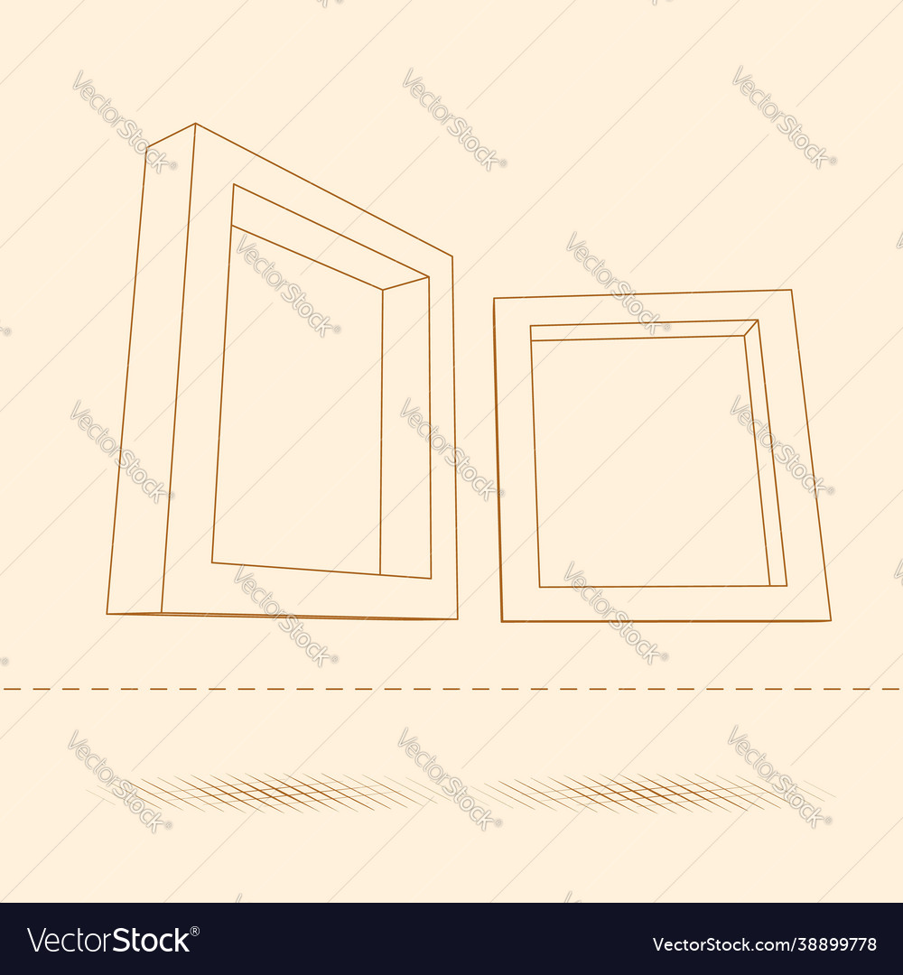 Two rectangular 3d frames blueprint vector image Two rectangular 3d frames blueprint