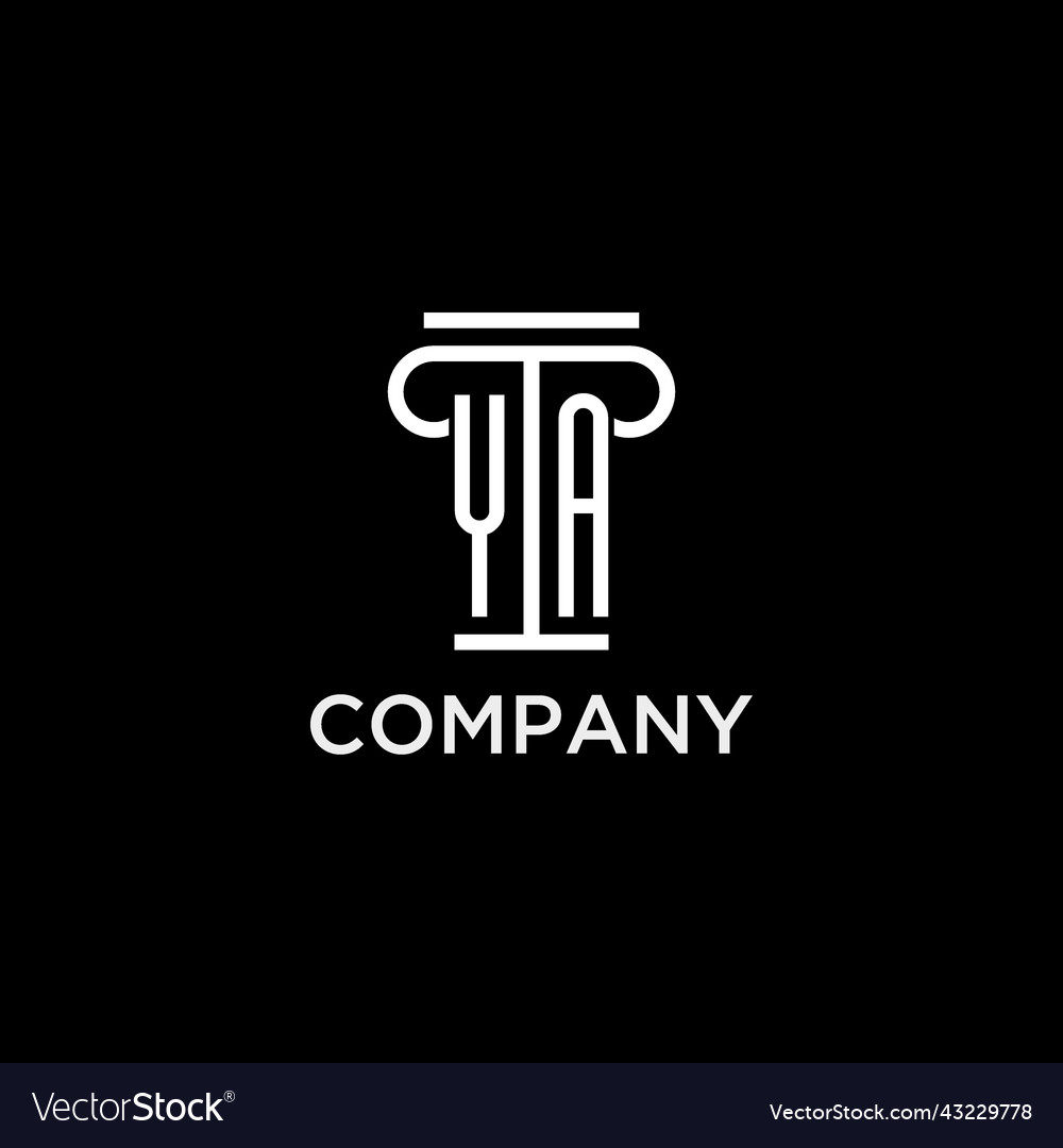 Ya monogram initial logo with pillar shape icon