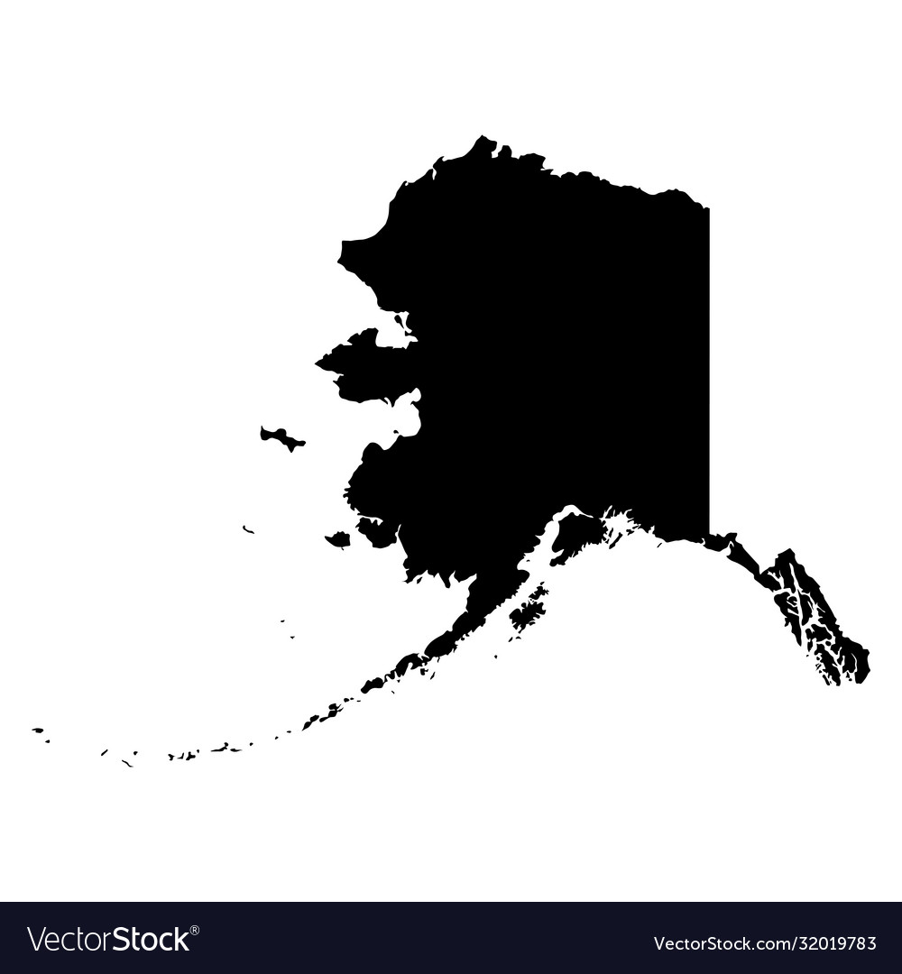 Alaska ak state map usa black silhouette solid Vector Image