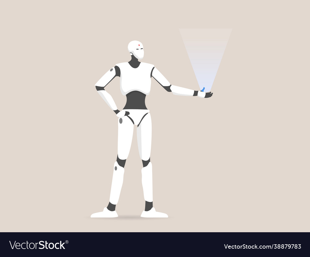 Artificial intelligence futuristic robot character vector image Artificial intelligence futuristic robot character