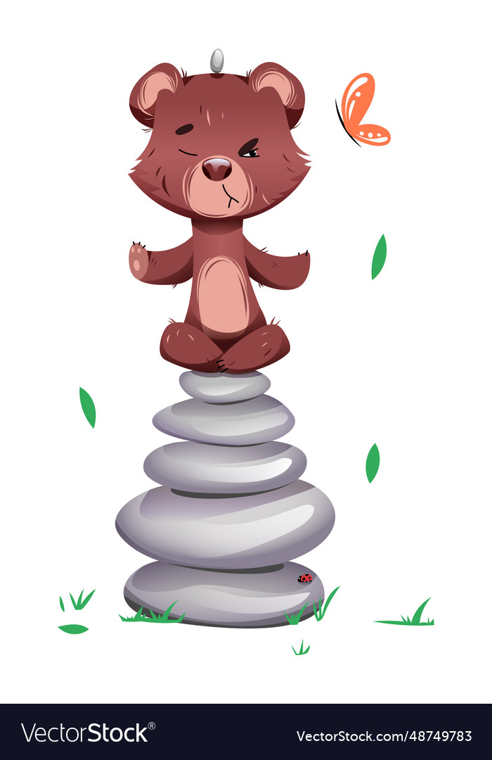 Bear is meditating Royalty Free Vector Image - VectorStock