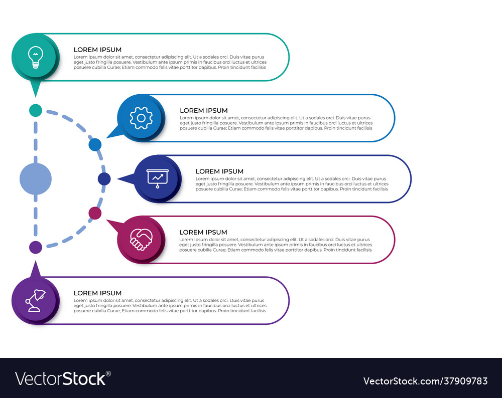 Business data visualization with icons and 5