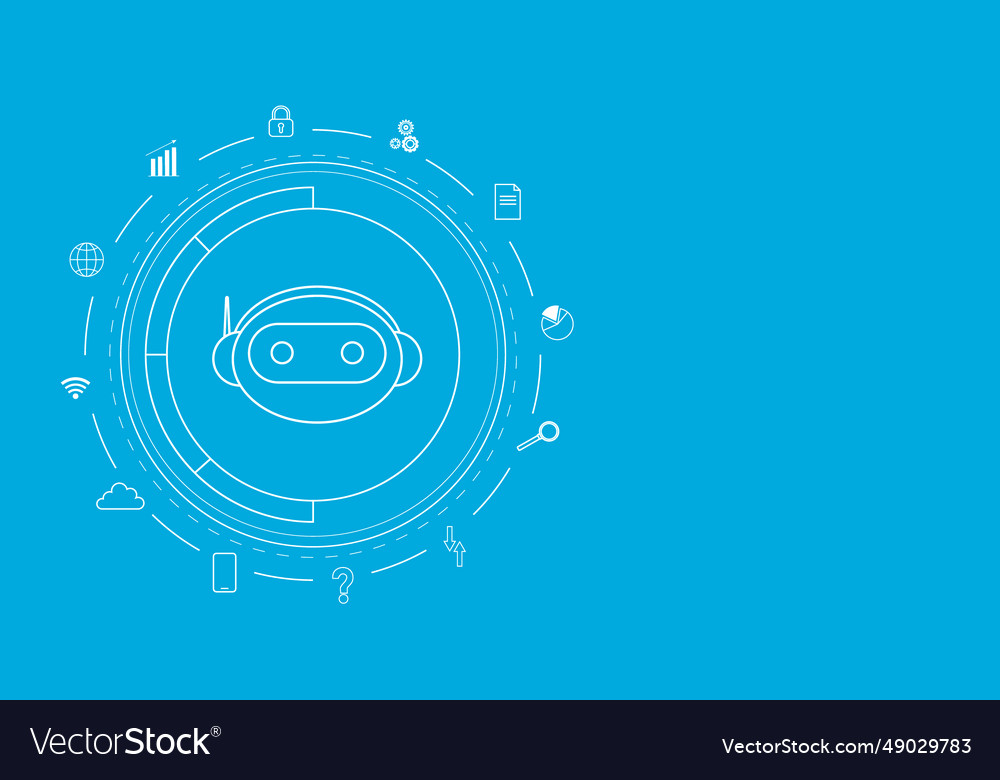 Chat bot robot character with circle hologram Vector Image Chat bot robot character with circle hologram