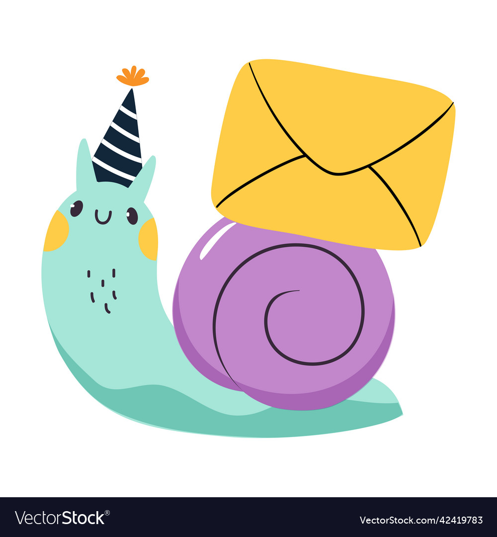 Cute snail character with shell carrying envelope Vector Image Cute snail character with shell carrying envelope
