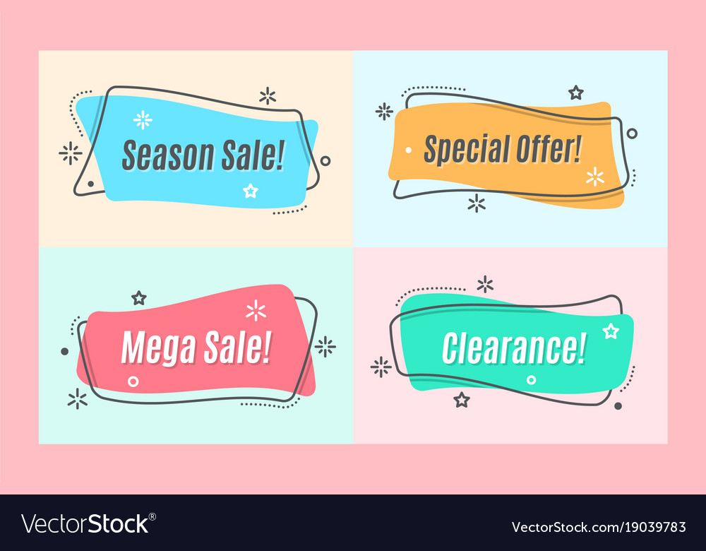 Flat Linear Promotion Ribbon Banner Scroll Price Vector Image