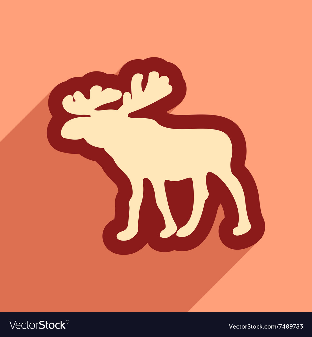 Flat web icon with long shadow elk