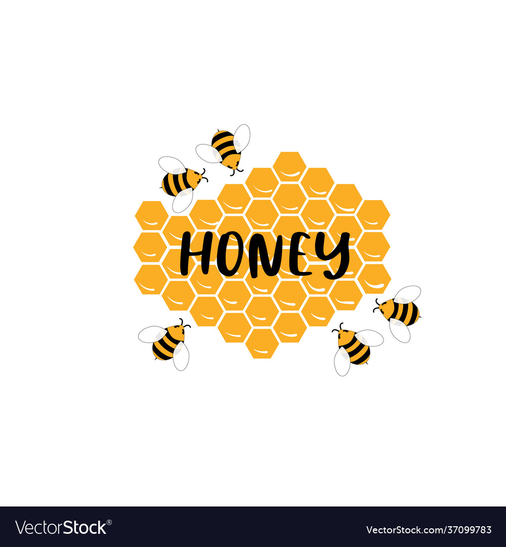 Honig-Logo mit Bienen und Waben