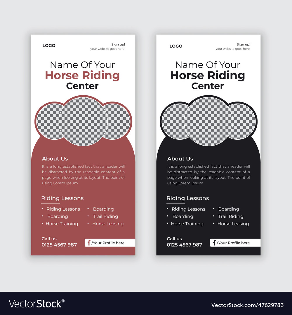 Horse riding dl flyer poster leaflet rack card