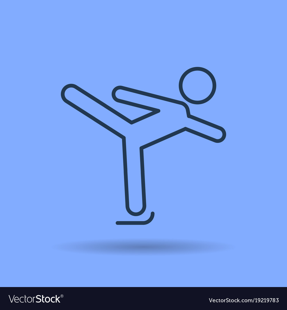 Isolated linear icon of figure skating