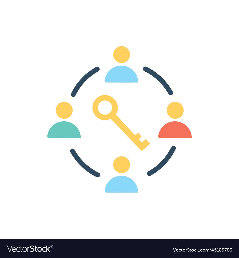 Key with people icon vector image Key with people icon