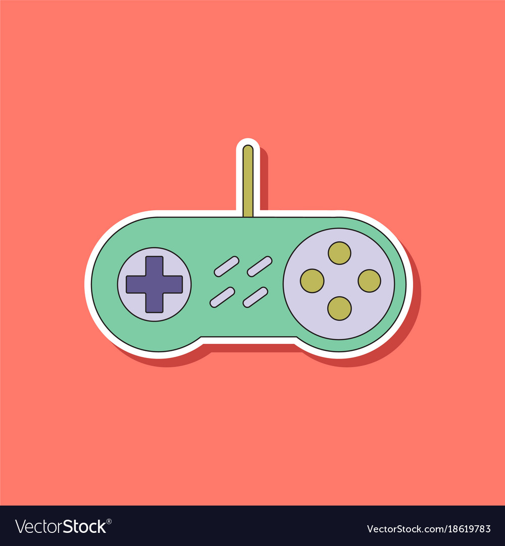Paper sticker on background of game joystick