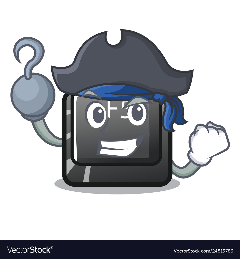 Pirate button f5 isolated with character