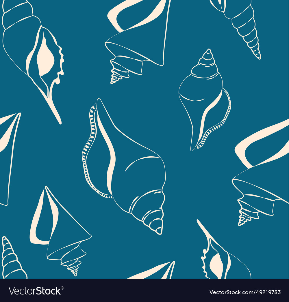 Seamless pattern with seashells