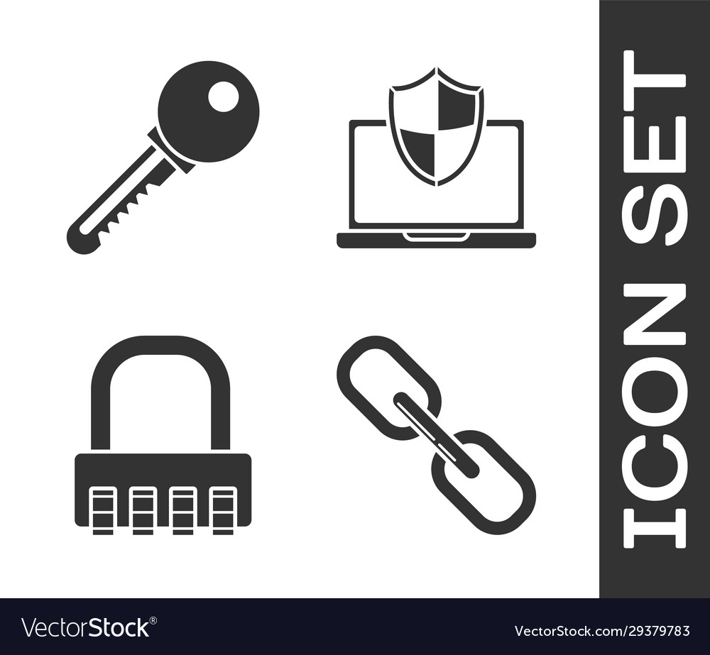 Set chain link key safe combination lock vector image Set chain link key safe combination lock
