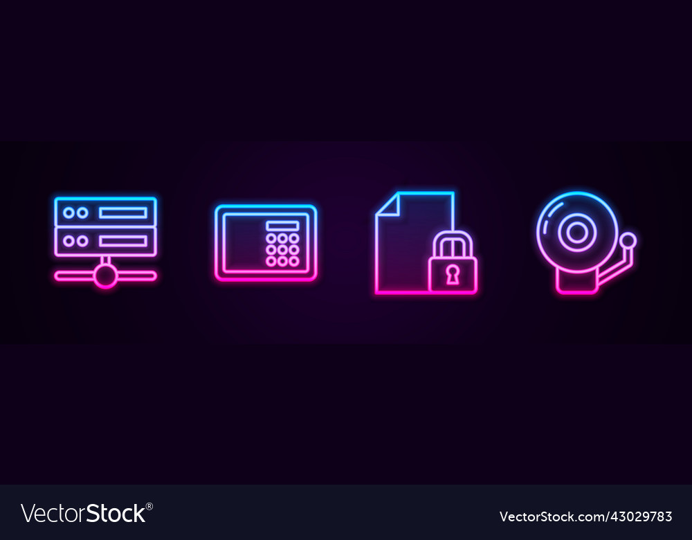 Set line server data web hosting safe document vector image Set line server data web hosting safe document