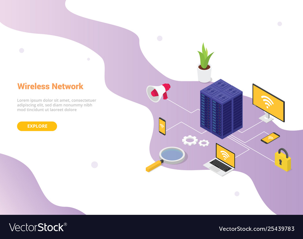 Wireless network concept with various device Vector Image Wireless network concept with various device