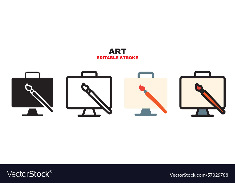 Art icon set with different styles editable vector image Art icon set with different styles editable