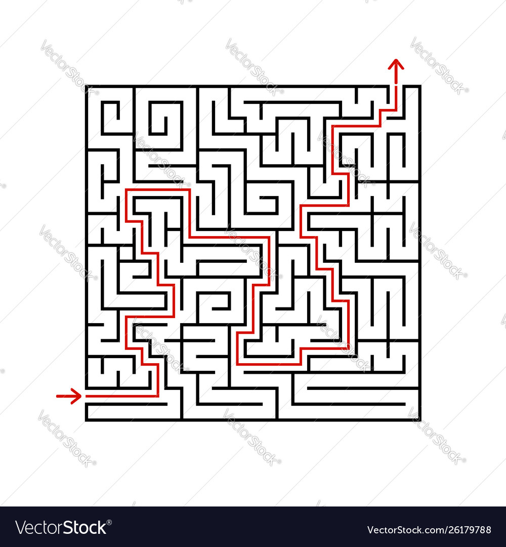 Black square maze with entrance and exit a game