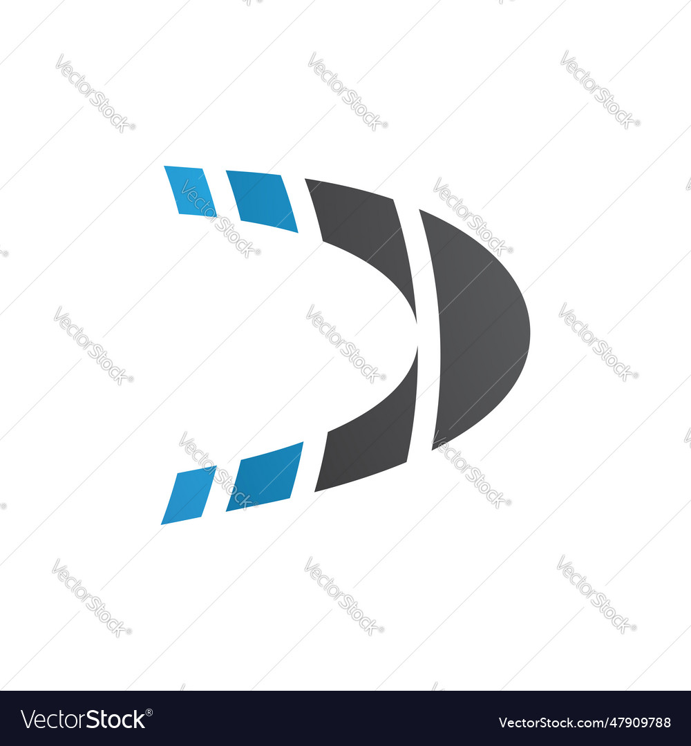 Blue and black striped letter d icon