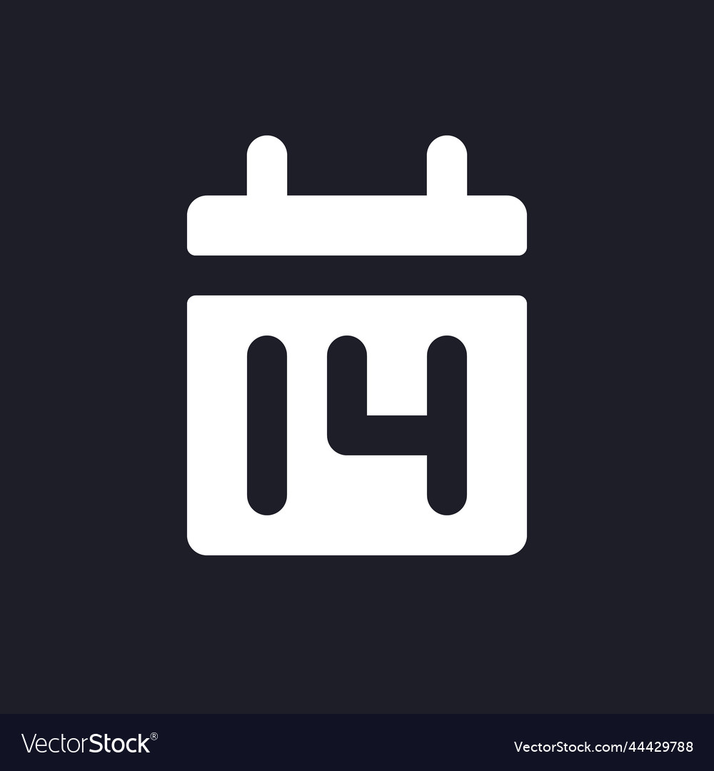 Calendar application dark mode glyph ui icon vector image Calendar application dark mode glyph ui icon