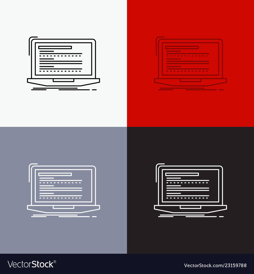 Code coding computer monoblock laptop icon over vector image Code coding computer monoblock laptop icon over