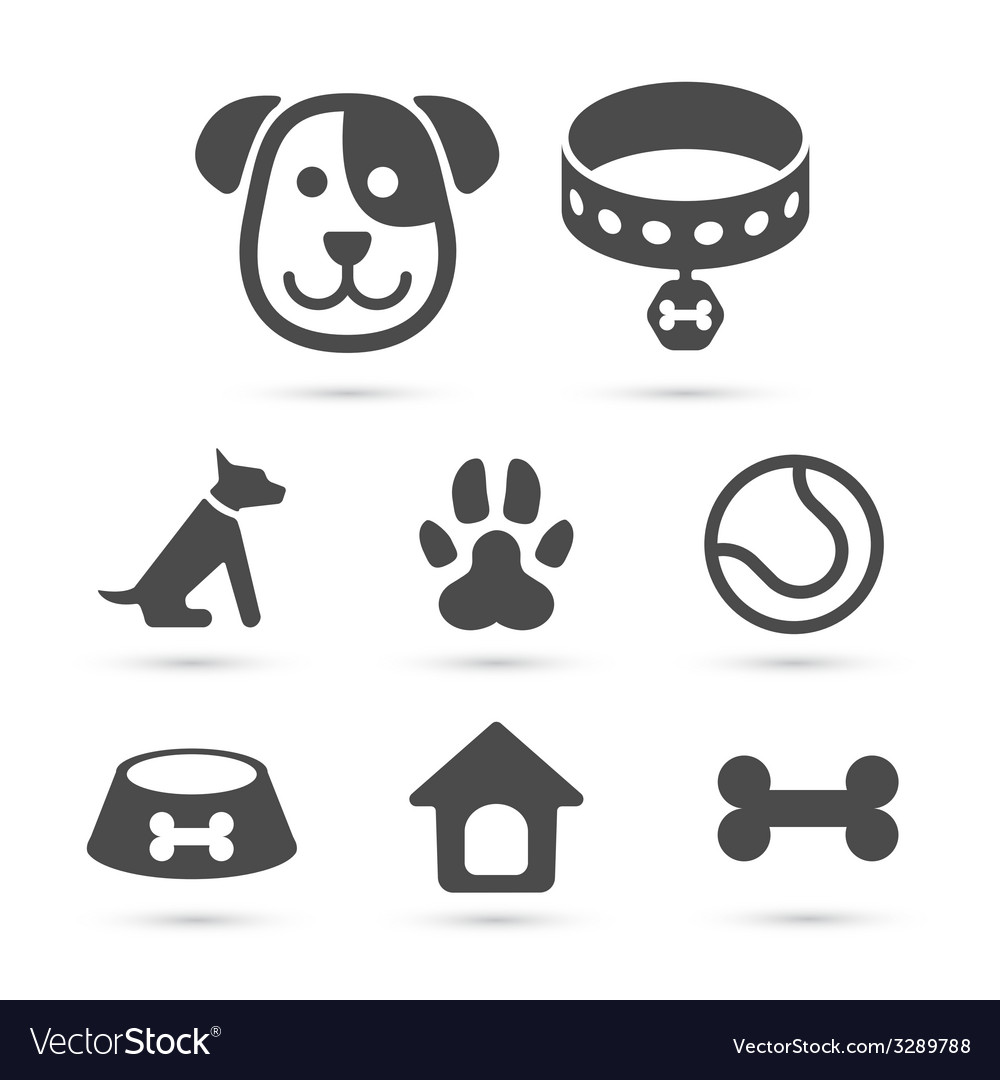 Cute dog icon symbol set on white Royalty Free Vector Image