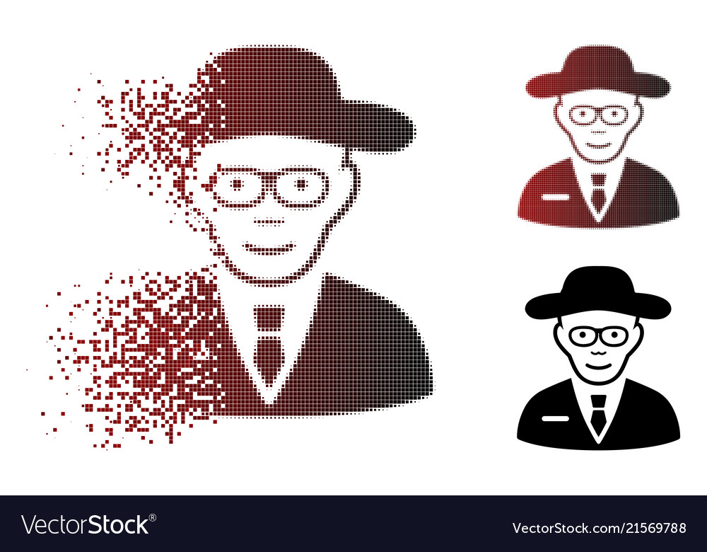 Dissolved pixel halftone scientist icon vector image Dissolved pixel halftone scientist icon