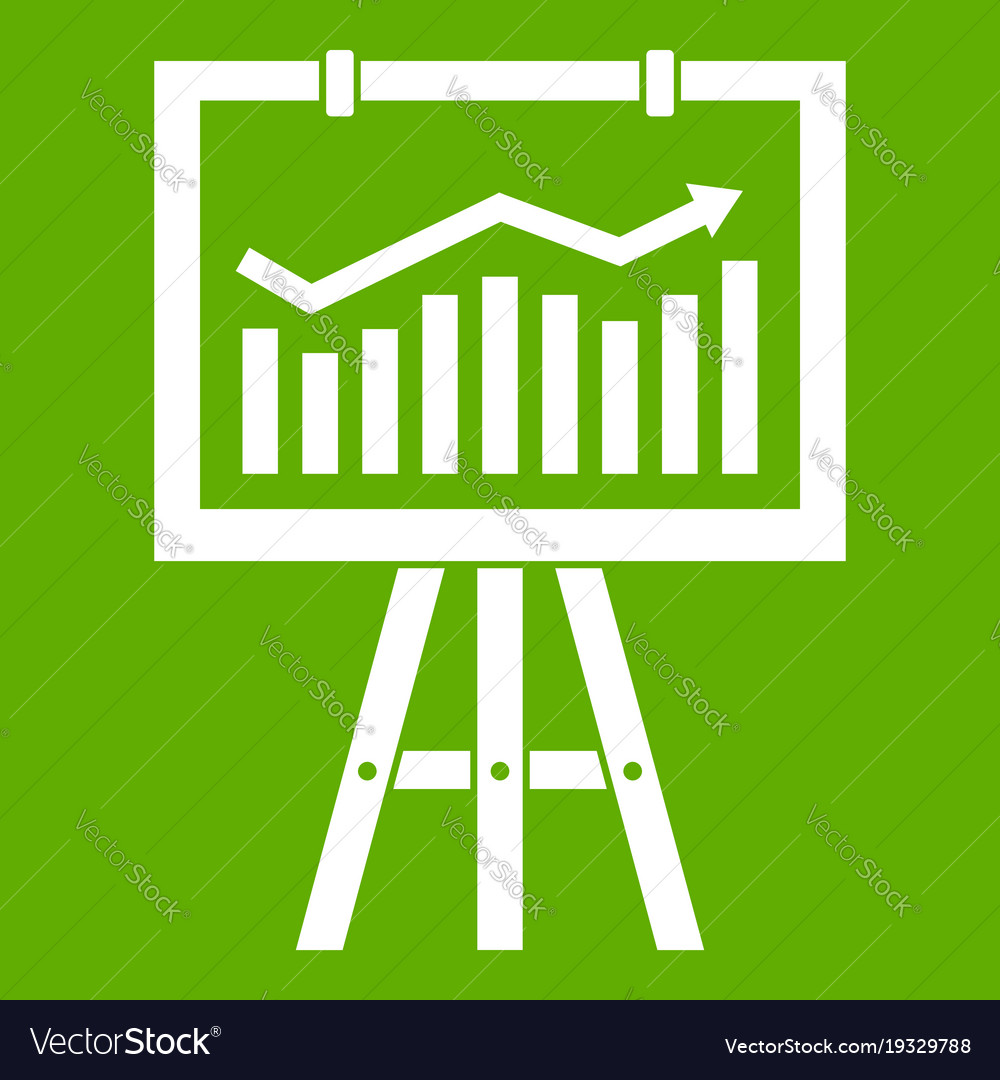 Flipchart with marketing data icon green