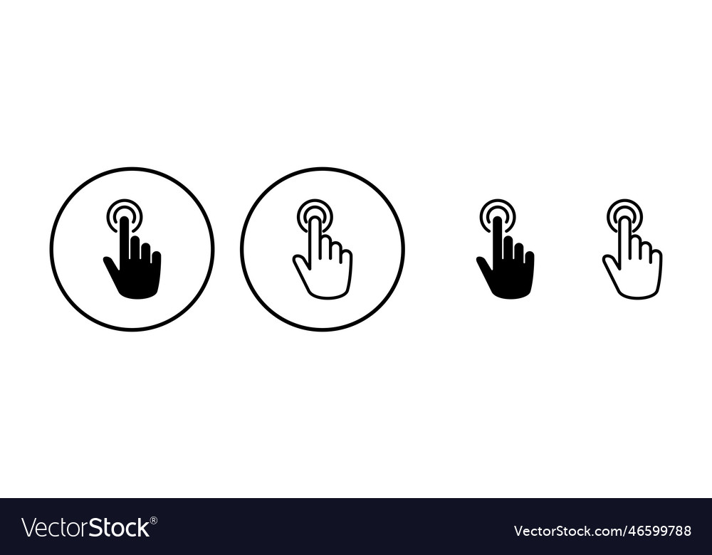 Hand click icon clicking finger icon pointer icon Vector Image