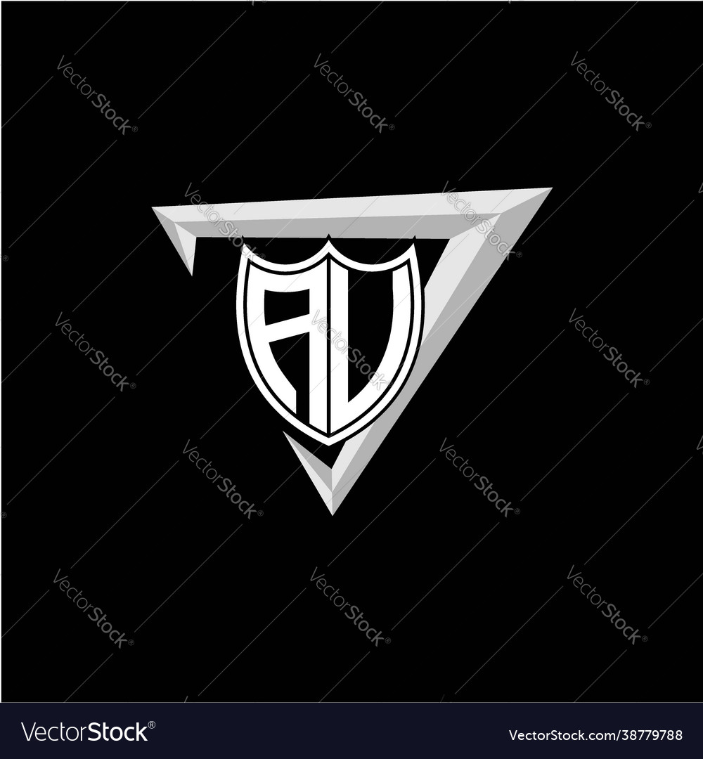 Initial letter a u shield shape with triangular
