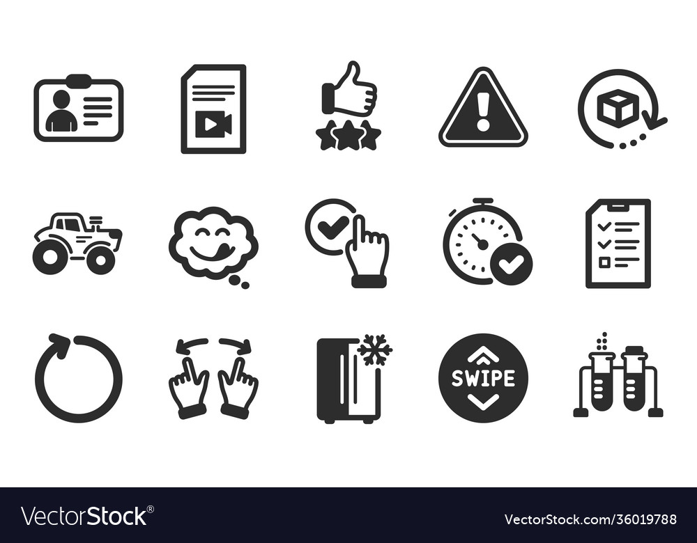 Loop video file and id card icons set rating vector image Loop video file and id card icons set rating