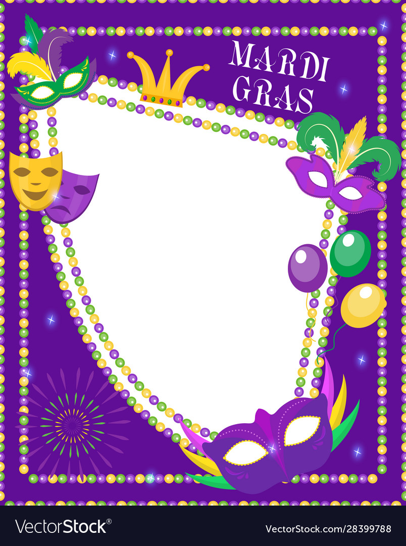 Mardi gras frame template with space for text vector image Mardi gras frame template with space for text
